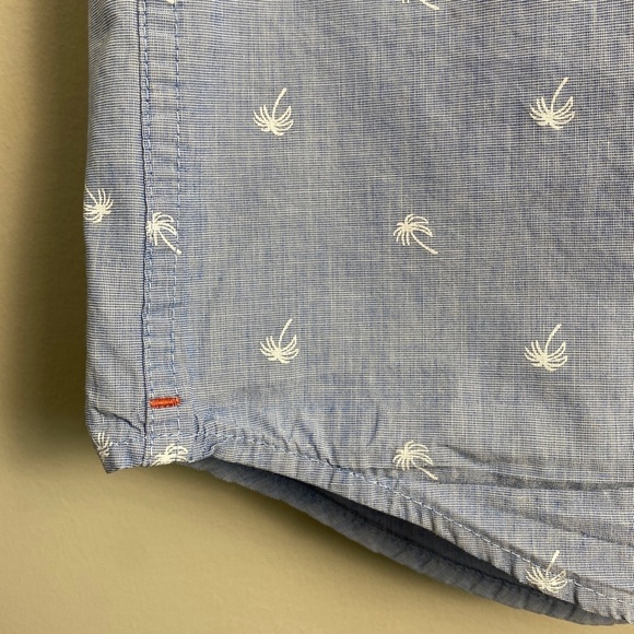 Denim & Flower Ricky Singh Men's Blue Palm Trees‎ Short Sleeve Button Up Shirt L - Picture 3 of 13